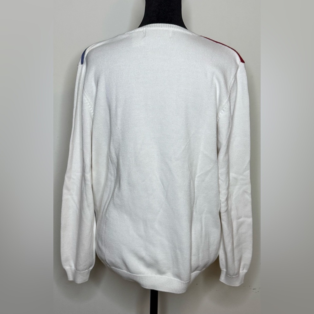 Alfred Dunner preppy Americana patriotic sweater nautical 100% cotton size Med - Picture 7 of 9